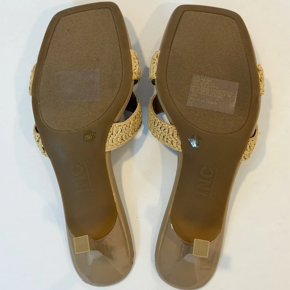 I.N.C International Concepts Size-10 M Women Kadrif Raffia Slide Sandals Natural